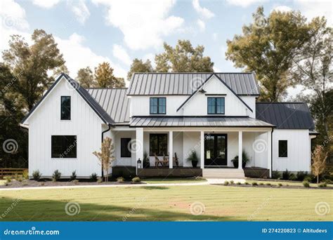 white ranch house with metal roof|white farmhouse with metal roof.